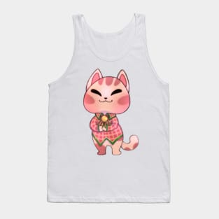 Sweet cat with Christmas flannel Tank Top